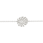 Bracelet NIHAL argent massif 925 connecteur feuille de monstera deliciosa-minimaliste-bohème - MARJANE et Cie