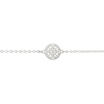 Bracelet SABRINE argent massif 925 connecteur rond médaille fleur-minimaliste-bohème- MARJANE et Cie