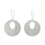 Boucles doreilles AJIA pendantes acier inoxydable argent pendentif rond fleur graphique