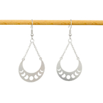 Boucles d'oreilles AFCHANE pendantes acier inoxydable argent pendentif croissant de lune- MARJANE et Cie