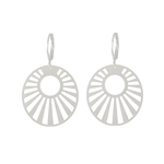 Boucles doreilles BANU dormeuses acier inoxydable argent pendentif rond graphique minimaliste