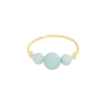 Bague ATIFA or gold filled 14k perles naturelles semi précieuses amazonite verte-minimaliste bohème - MARJANE et Cie