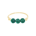 Bague DARA3 or gold filled 14k perles naturelles semi précieuses agate verte-minimaliste-bohème - MARJANE et Cie