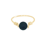 Bague MALAK5 or gold filled 14k perle naturelle semi précieuse onyx noire-minimaliste - MARJANE et Cie