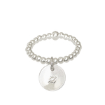 Bague HUZUME empilable argent massif 925 perles élastique et médaille gravée personnalisable-minimaliste-bohème- MARJANE et Cie