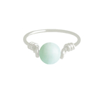 Bague DAJAA1 argent massif 925 perle naturelle semi précieuse agate verte-minimaliste - MARJANE et Cie