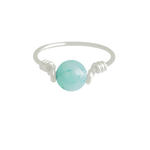 Bague DAJAA2 argent massif 925 perle naturelle semi précieuse amazonite bleue-minimaliste- MARJANE et Cie