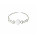 Bague MAHA3 argent massif 925 perle naturelle semi précieuse agate blanche-minimaliste bohème- MARJANE et Cie