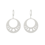 Boucles doreilles AREZOU acier inoxydable argent pendentif rond graphique croissant lune minimaliste