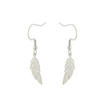 Boucles doreilles JAHIRA dormeuses acier inoxydable argent pendentif plume minimaliste