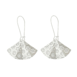 Boucles doreilles MAYA pendantes acier inoxydable argent pendentif éventail fleur minimaliste