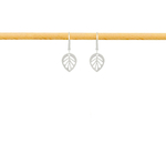 Boucles d'oreilles NABIHA dormeuses acier inoxydable argent pendentif feuille-minimaliste-bohème- MARJANE et Cie