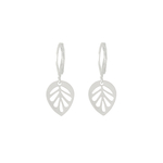 Boucles doreilles NABIHA dormeuses acier inoxydable argent pendentif feuille minimaliste