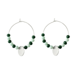 Boucles doreilles TABRISS créoles perles couleur verte acier inoxydable argent minimaliste