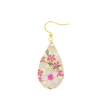 Boucles doreilles AMAYA acier inoxydable doré papier japonais washi fleurs couleur rose blanc