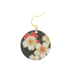 Boucles doreilles ASUKA acier inoxydable doré or papier washi japonais fleurs couleur noir rose