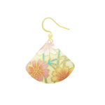 Boucles doreilles AYAKA dormeuses acier inoxydable doré or pendentif papier washi japonais fleurs couleur rose orange