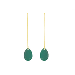 Boucles doreilles KOUBRA6 pendantes acier inoxydable doré or sequin émaillé goutte vert minimaliste