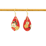 Boucles d'oreilles MAI acier inoxydable doré or pendentif papier japonais couleur rouge - MARJANE et Cie