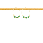 Boucles d'oreilles GHAZAL créoles or gold filled 14K perles naturelles semi-précieuses agate verte -minimaliste-bohème- MARJANE et Cie