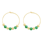 Boucles doreilles GHAZAL créoles or gold filled 14K perles naturelles agate verte minimaliste