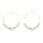 Boucles doreilles NADIYYA créoles dorées or perles naturelles amazonite verte minimaliste