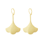 Boucles doreilles FARIS dormeuses pendantes or feuille de ginkgo minimaliste