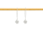 Boucles d'oreilles ZEFIRA longues pendantes argent massif 925 pendentif trèfle à quatre feuilles-minimaliste-bohème- MARJANE et Cie