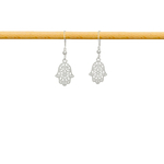 Boucles d'oreilles FATMA argent massif 925 pendentif Main de Fatma Khamsa Hamsa oriental-minimaliste-bohème- MARJANE et Cie