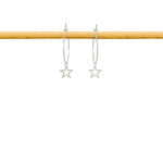 Boucles d'oreilles IKRAM créoles argent 925 massif pendentif étoile céleste-minimaliste-bohème- MARJANE et Cie