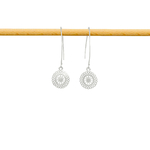 Boucles d'oreilles IMANE pendantes longues argent 925 massif pendentif rond mandala-minimaliste-bohème- MARJANE et Cie