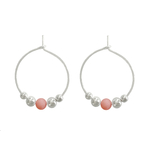 Boucles doreilles LALLA créoles argent massif 925 perle naturelle jade rose minimaliste