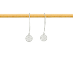 Boucles d'oreilles NARJESS pendantes longues argent massif 925 pendentif rond fleur-minimaliste-bohème- MARJANE et Cie