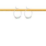 Boucles d'oreilles NIMA créoles argent massif 925 perle naturelle semi précieuse amazonite bleue -minimaliste-bohème- MARJANE et Cie