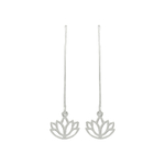 Boucles doreilles TAMANI pendantes argent massif 925 fleur de lotus spirituel minimaliste