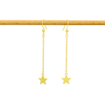 Boucles d'oreilles HAÏFA pendantes longues dorées à l'or fin pendentif étoile-minimaliste-bohème- MARJANE et Cie