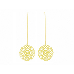 Boucles doreilles INASS pendantes dorées or pendentif filigrane fleur rond minimaliste