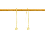 Boucles d'oreilles NAWEL dorées à l'or fin pendantes longues pendentif étoile-minimaliste-bohème- MARJANE et Cie