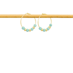 Boucles d'oreilles AMAL créoles en or gold filled 14K perles naturelles semi-précieuses de jade verte-minimaliste-bohème- MARJANE et Cie