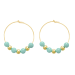 Boucles doreilles AMAL créoles or gold filled 14K perles naturelles jade verte minimaliste