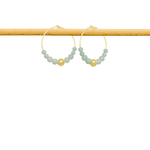 Boucles d'oreilles KIRAM créoles or gold filled 14K perles naturelles semi-précieuses amazonite verte -minimaliste-bohème- MARJANE et Cie