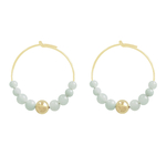 Boucles doreilles KIRAM créoles or gold filled perles naturelles amazonite verte minimaliste