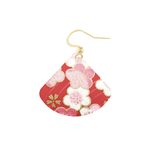 Boucles doreilles SAKURA acier inoxydable doré or papier washi japonais fleurs couleur rouge rose