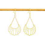 Boucles d'oreilles SOULEÏMA dormeuses pendantes acier inoxydable doré or grand pendentif graphique-minimaliste-bohème- MARJANE et Cie