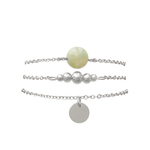 Bracelet BEHNAZ multi rang acier inoxydable argenté et perle d'agate-multirang-minimaliste-bohème- MARJANE et Cie