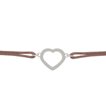 Bracelet KHEIRA5 cœur en acier inoxydable argent et cordon de coton ciré de couleur-minimaliste - MARJANE et Cie