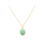 Collier ATIKA doré à l’or fin pendentif pierre naturelle semi-précieuse Chrysoprase verte -minimaliste-bohème- MARJANE et Cie