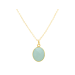 Collier CHABA doré à l’or fin pendentif pierre naturelle semi-précieuse calcédoine aqua bleue-minimaliste-bohème- MARJANE et Cie