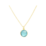 Collier JABIRA doré à l’or fin pendentif pierre naturelle semi-précieuse topaze bleue-minimaliste-bohème- MARJANE et Cie