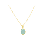 Collier JALILA doré à l’or fin pendentif pierre naturelle semi-précieuse calcédoine aqua bleue-minimaliste-bohème- MARJANE et Cie